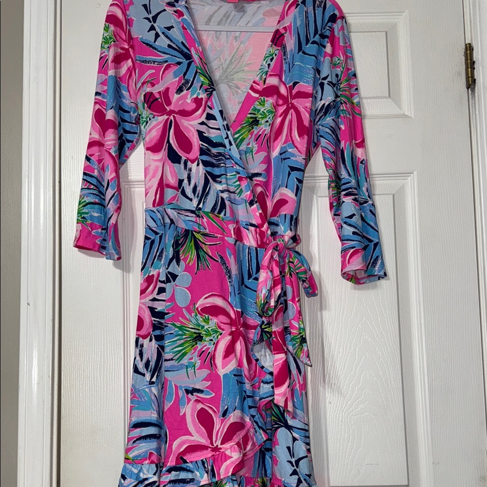Lilly Pulitzer Pink and Green Tropical Dress